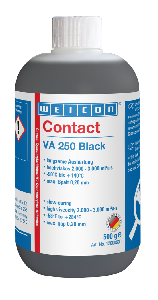 Contact VA 250 Black | instant adhesive with high viscosity, rubber-filled